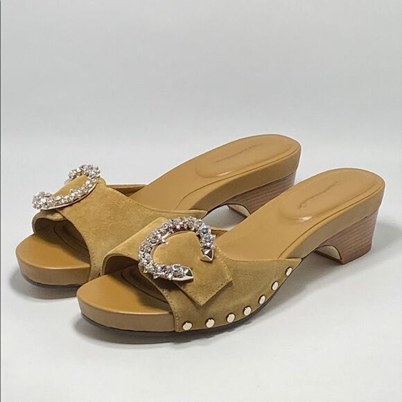 Jimmy Choo Arlia Suede Crystal Buckle Casual Wedge Sandals size 40 - Picture 6 of 13